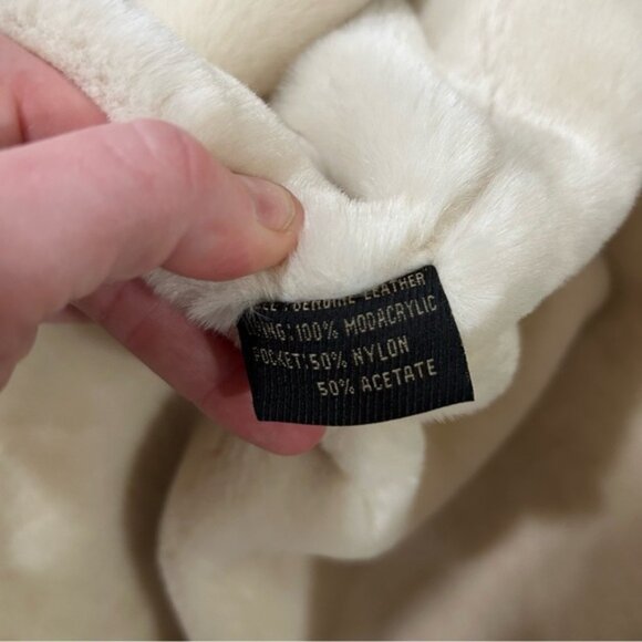 New York By Winlit Leather Tan Full Zip Coat Jacket Faux Fur Women’s Size Medium - Picture 7 of 8